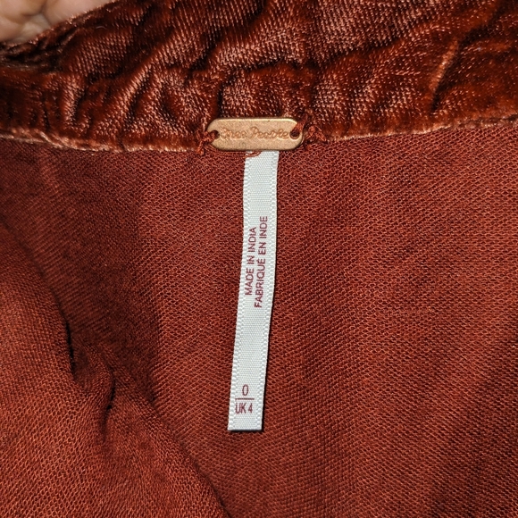 Free People Velvet Mini Skirt Deep Burnt Orange Size 0 XS - Picture 8 of 10